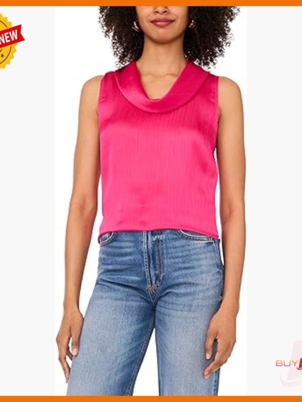 Sleeveless Cowl Neck Blouse Regular Fit Polyester Spring Summer
